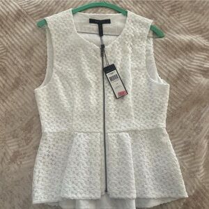 BCBGMaxAzria Ivory Floral Sleeveless Top